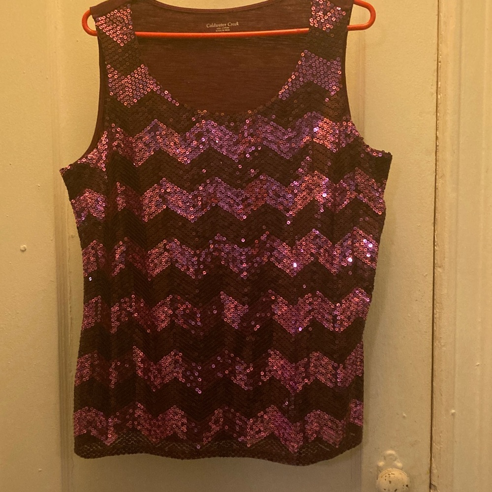 Coldwater Creek Purple Sequin Tank Top CL